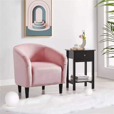 PU Leather Accent Chair Modern Barrel Chair Pink - 27" x 25"