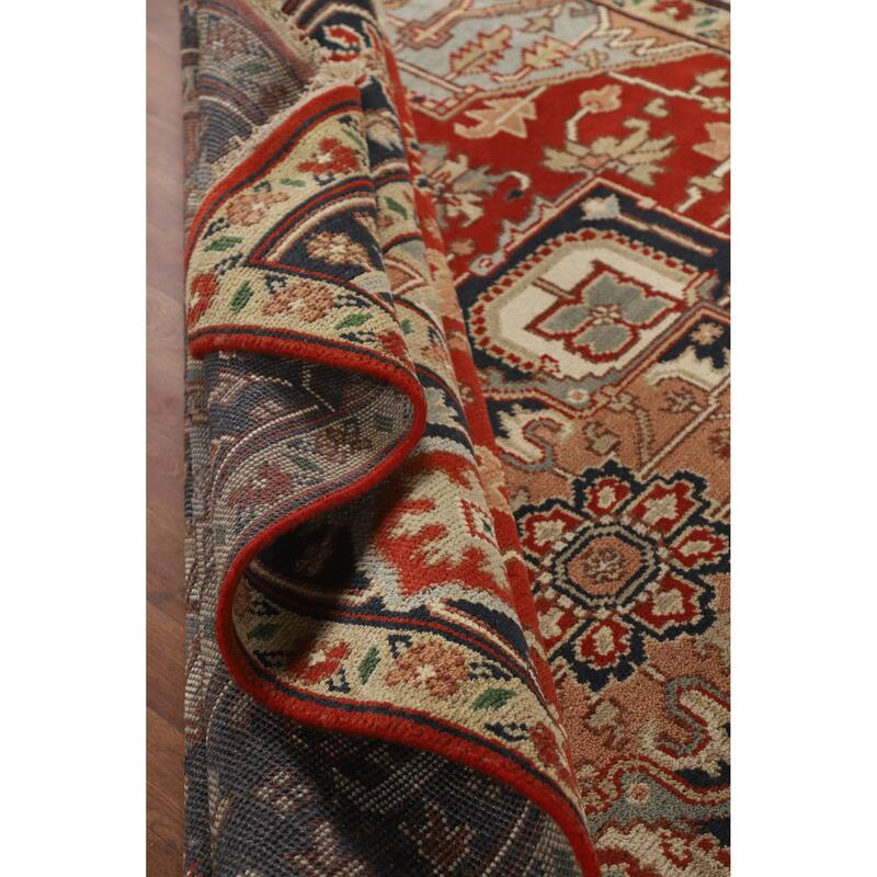 Hand Knotted Oriental 100% Wool Carpet Traditional Medallion Red Heriz (serapi) Area Rug - 11' 10'' X 8' 11''
