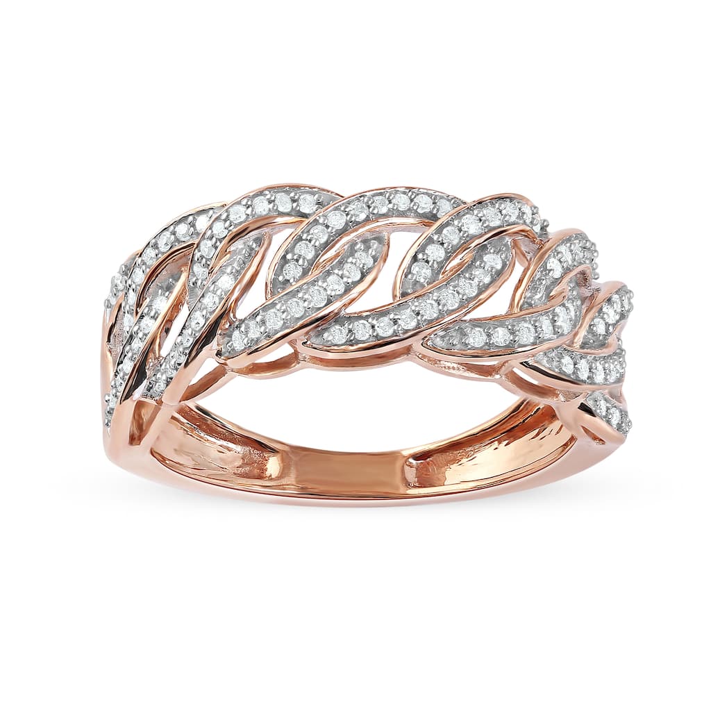 1/4ct TDW Diamond Cuban Link Ring in 10K Gold for Men