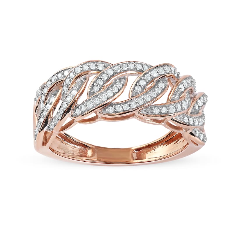 1/4ct TDW Diamond Cuban Link Ring in 10K Gold for Men