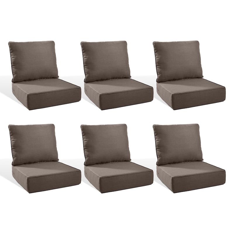 Pocassy 22"x24"x6" Inch Thick Cushions Indoor Outdoor Pillows Cushion - Grey Cushion - 6 Set Seat & Back Cushion