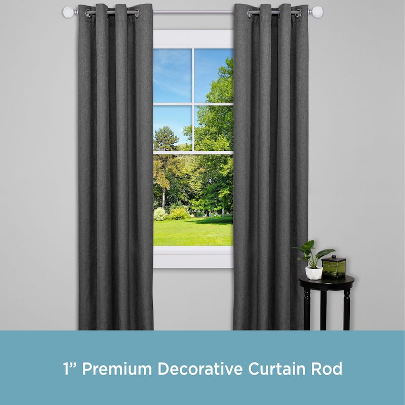 Kenney® Khaleesi 1" Premium Decorative Window Curtain Rod, 120-170", Pewter