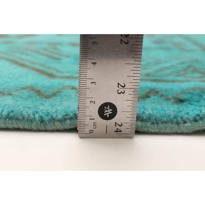 ECARPETGALLERY Hand-knotted Color Transition Turquoise Wool Rug - 2'8 x 9'6