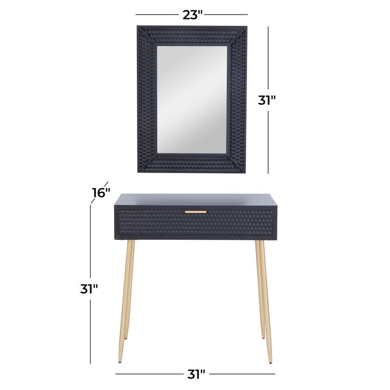 Wood Contemporary Console Table with Mirror (Set of 2) - S/2 31", 31"H