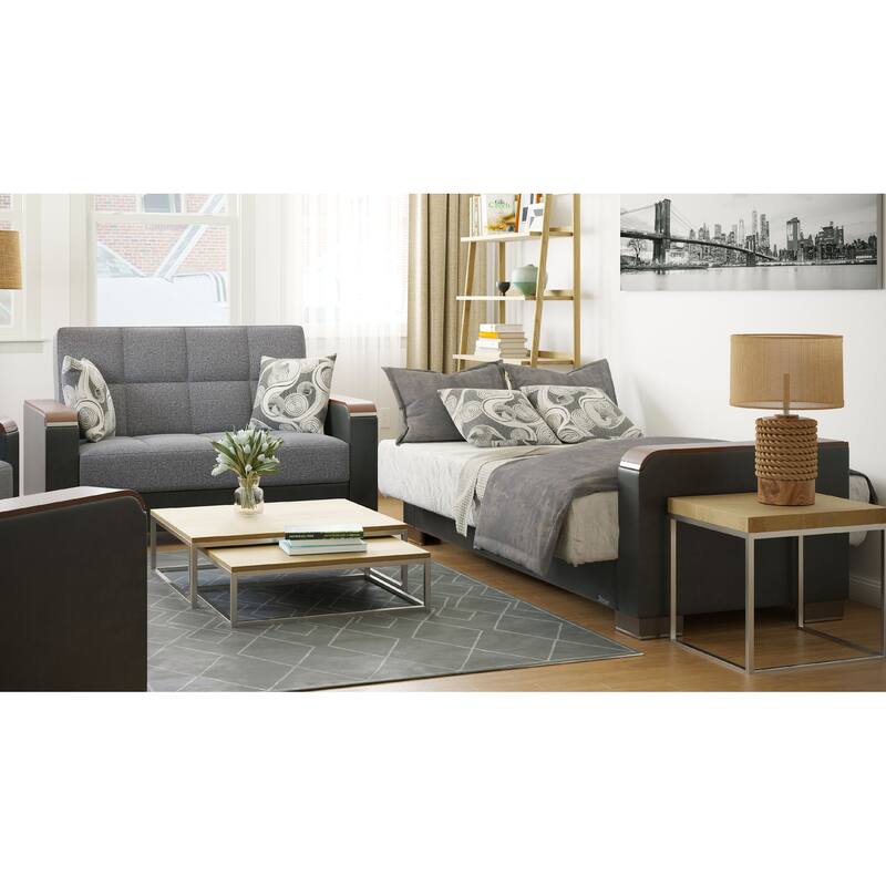 Collection Upholstered Convertible Loveseat With Storage