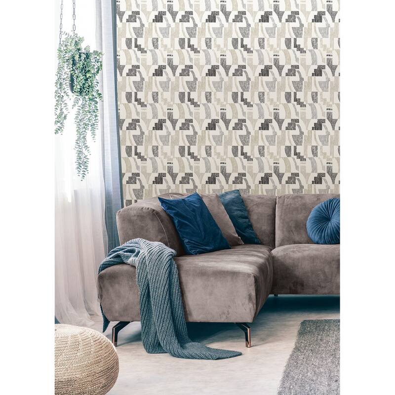 NuWallpaper Taupe Multi Lenny Geometric Peel & Stick Wallpaper
