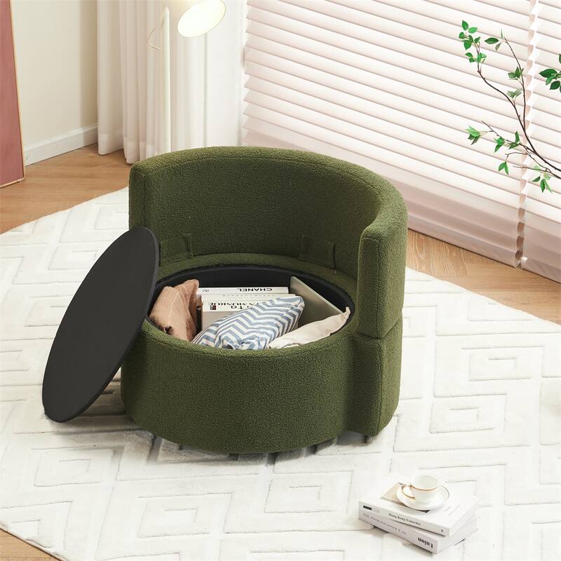 Teddy Fabric Swivel And Storage Chair w/Back Cushion For Living Room