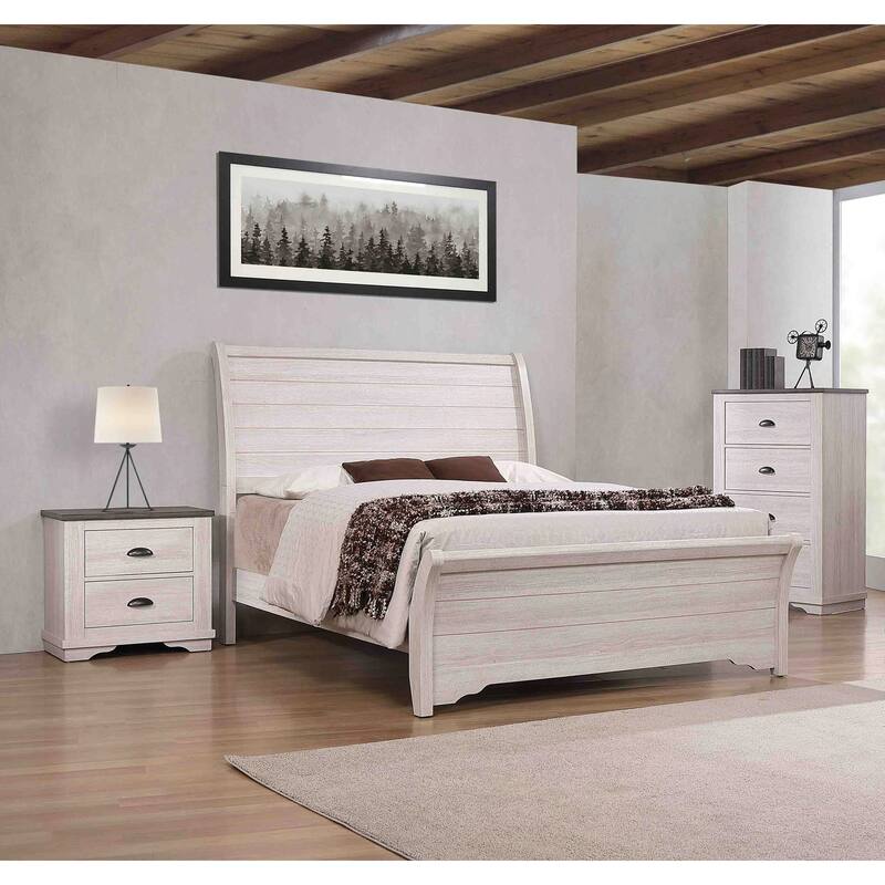 1pc Contemporary Two-Drawers Nightstand with Metal Hardware
