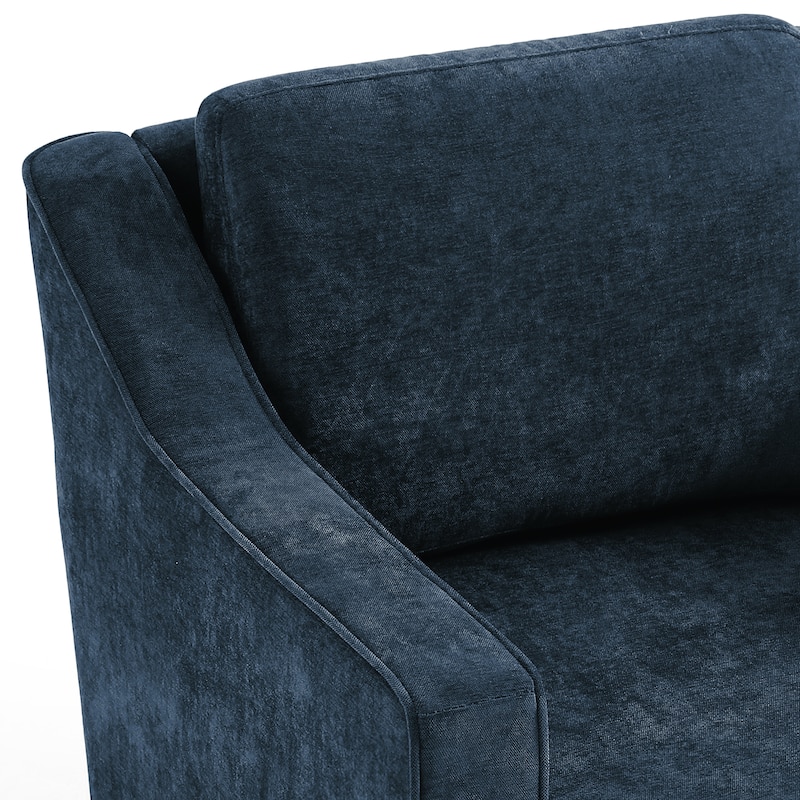30'' W Vegan Leather/Chenille Swivel Accent Chair with Armrest