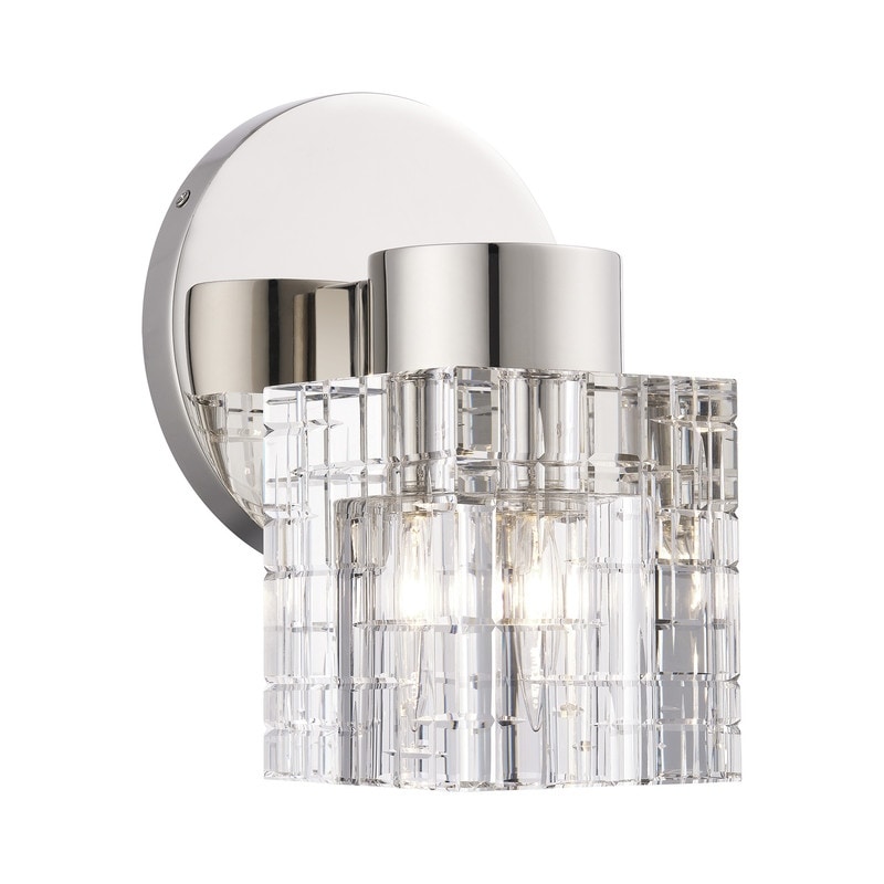 Livex Lighting 1-light Polished Nickel Crystal Sconce, 17371-35 - 7" DIA 10" H 6" EXT