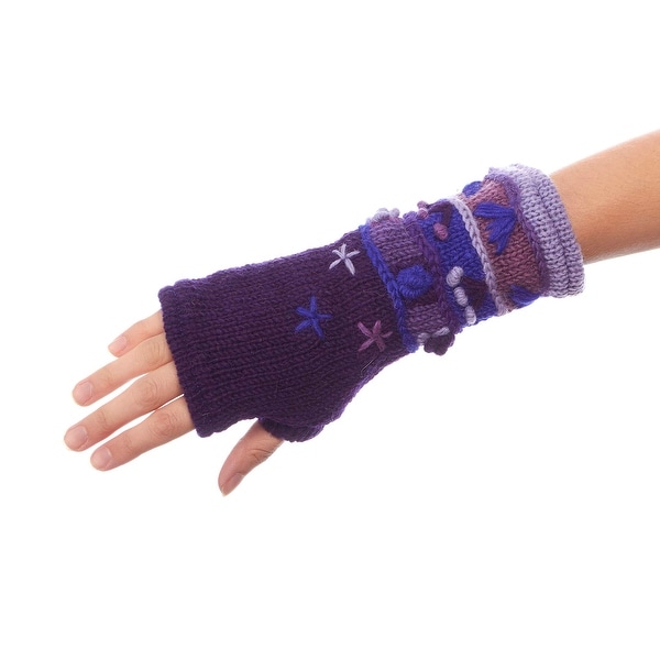HAND-KNITTED Woollen Gloves Fleece Lined Mitten Wrist Warmer Ski Wool Glove