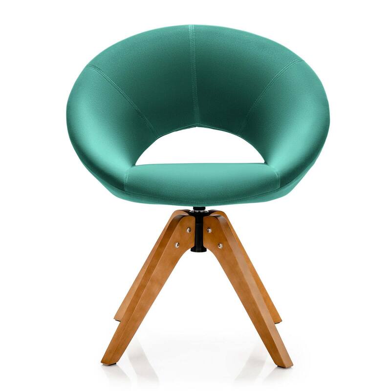 Gymax Set of 2 Swivel Accent Chair Modern Velvet Vanity Chair w/ Wood