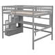 preview thumbnail 9 of 10, Full Size Loft Bed with Built-in Desk, Bookshelves and Storage Staircase