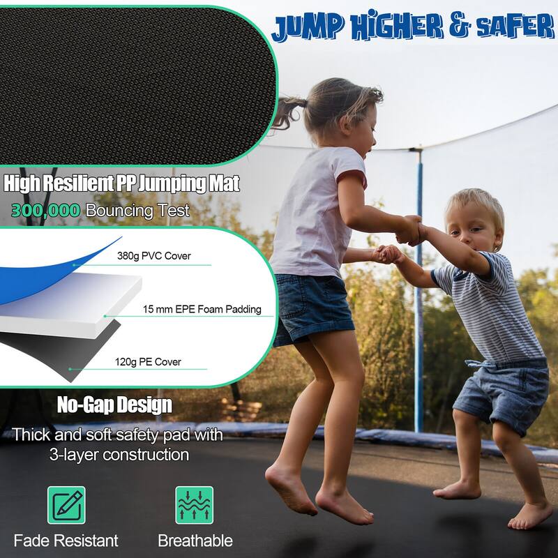 Gymax 12/14/15/16FT Recreational Trampoline w/ Inner Enclosure Net
