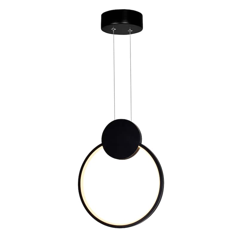 Pulley 10 in LED Black Mini Pendant - Black