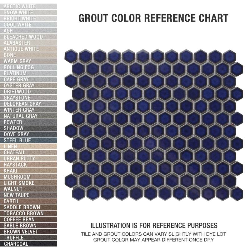 Merola Tile Tribeca 1" Hex Glossy Cobalt 10-1/4" x 11-7/8" Porcelain Mosaic Floor and Wall Tile