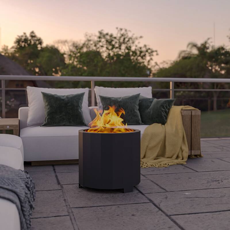 Commercial Grade Outdoor Smokeless Wood Burning Portable Fire Pit - 19.5" or 27" - Black/Multi