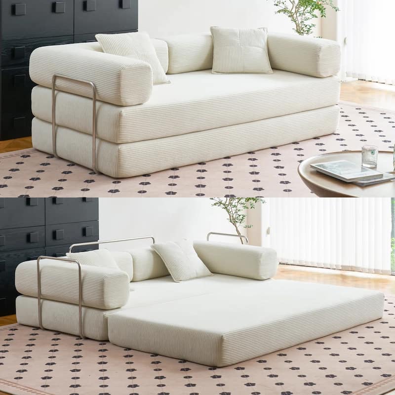 78.8"Convertible Sleeper Sofa Bed With Pillow Compression Sofa Comfy Futon Couch Lounge Sleeper Bed
