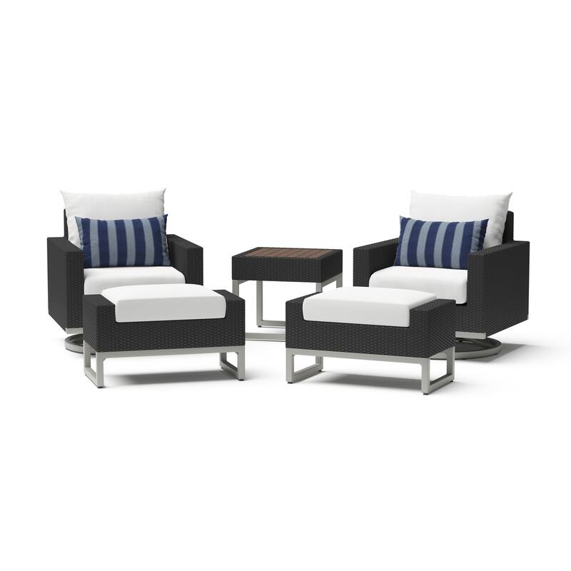 Milo Espresso 5 Piece Sunbrella Outdoor Patio Motion Club Set