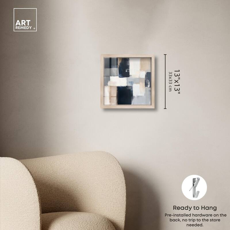 Blue and Tan Abstraction I Shadowbox by Art Remedy