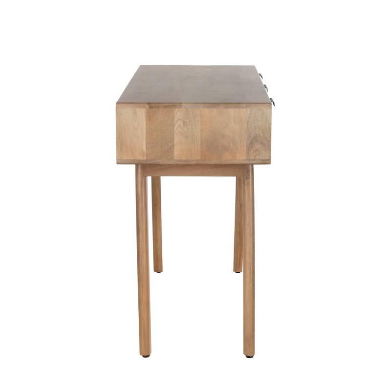 48" Mango Wood Console Table with 3 Drawers Mid-Century Style