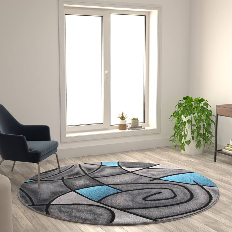 Modern Olefin Accent Area Rug - Abstract Pattern