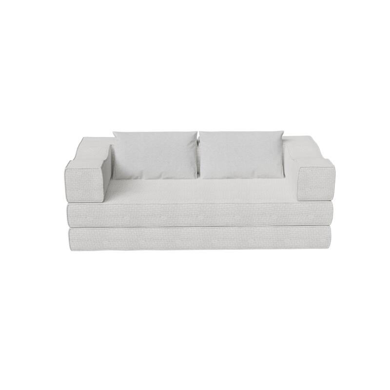 80" Convertible Couch Bed with Removable Cushions and Pillows, 3-Seat Folding Floor Couch & King Size Bed Mattress