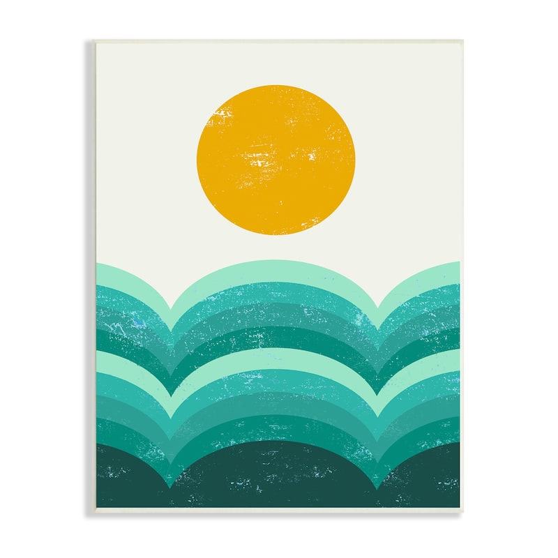 Stupell Sun Rising over Green Hills Abstract Geometric Arches Wood Wall Art