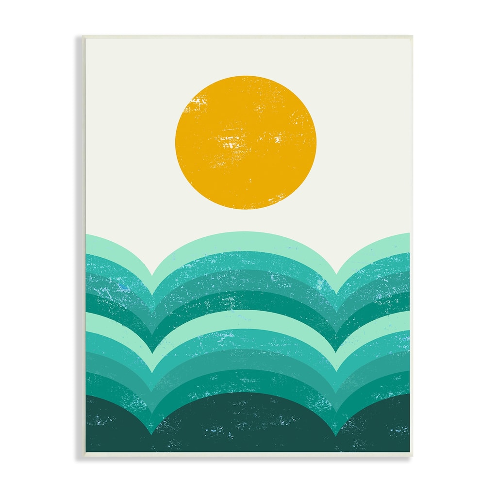 Stupell Sun Rising over Green Hills Abstract Geometric Arches Wood Wall Art