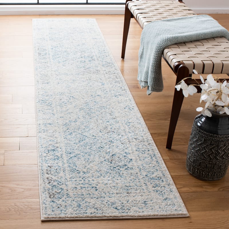 SAFAVIEH Tulum Yolonda Rustic Moroccan Boho Rug - 2' x 9' Runner - Ivory/Turquoise - Runner