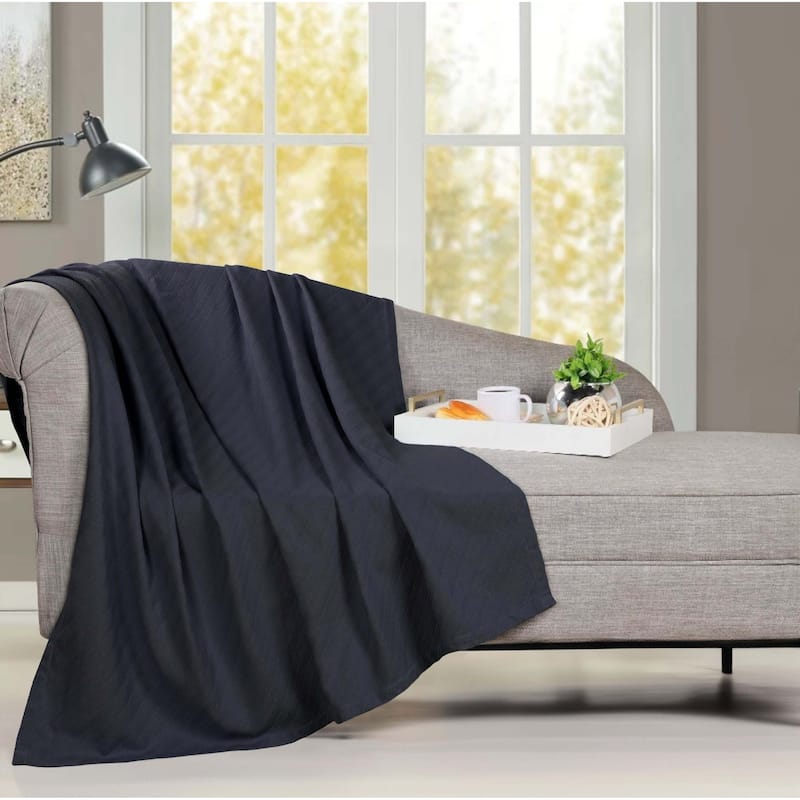 Superior Milan Cotton Textured Striped Lightweight Woven Blanket