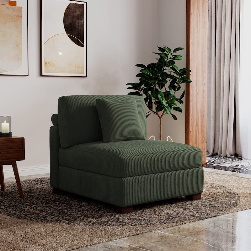 Modern L-Shaped Corduroy Modular Sectional Couch Sofa with Pillows