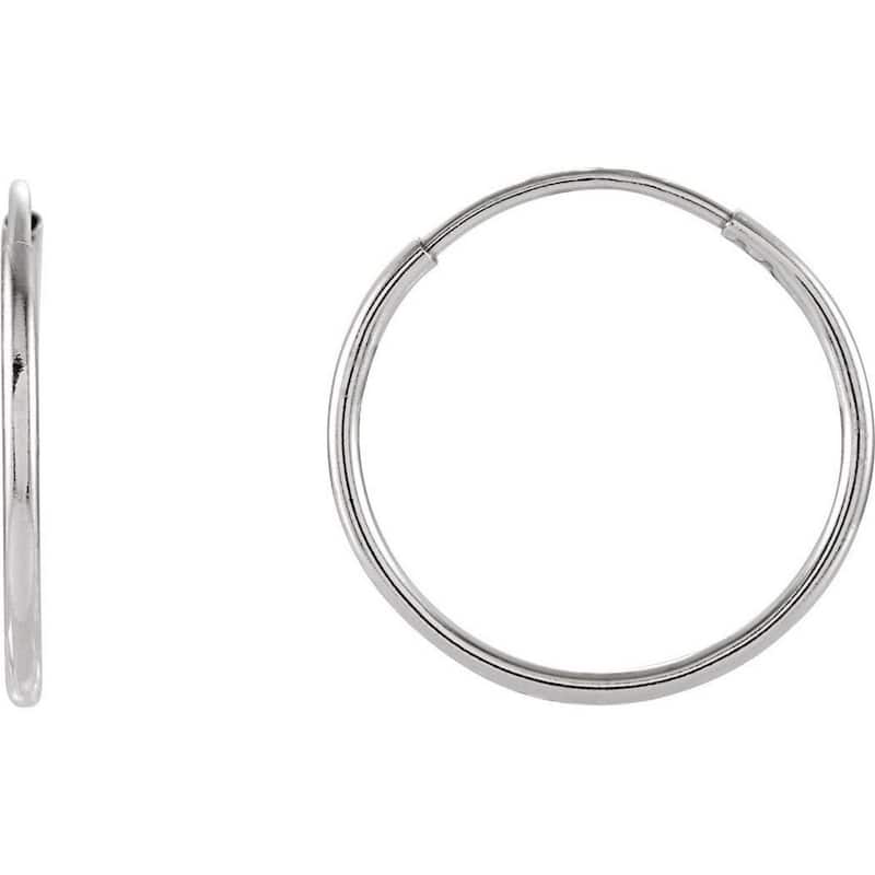 Curata 14k White Gold 15mm Polished Endless Hoop Earrings