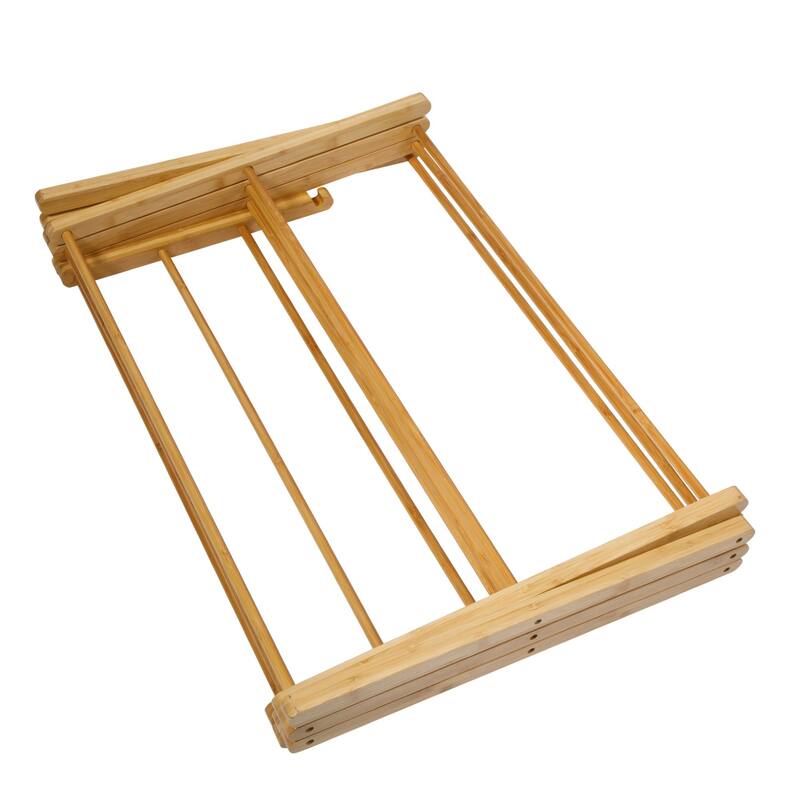 Gibson Home Foldable Bamboo Drying Rack for Clothes & Towels - 2-Tier Collapsible Laundry Drying Rack for Indoor & Outdoor Use