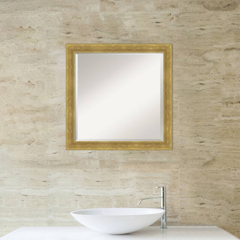 Angled Beveled Wood Framed Bathroom Vanity Wall Mirror