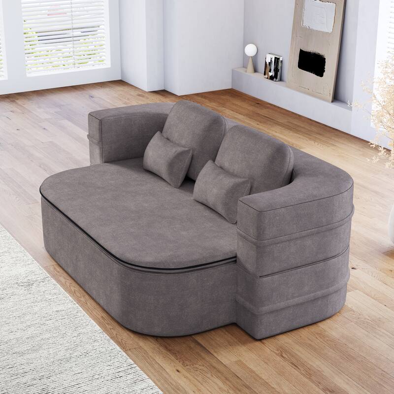 GDFStudio - Willoughby Chenille Foldable Sleeper Sofa Bed with Multi Functional Blanket