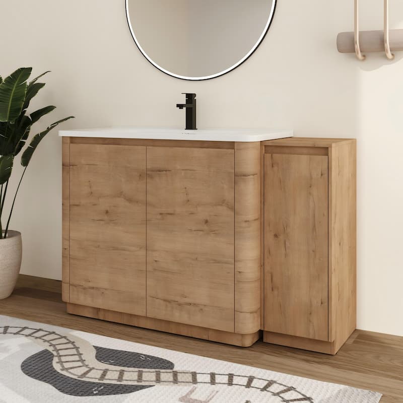 Malwee 36"/40"/48"/52"/60"/64"/84"/92" Bathroom Vanity with Sink, FreeStanding Bathroom Vanity with Door and Adjustable Shelf - 51.5"×18.8"×34.0"