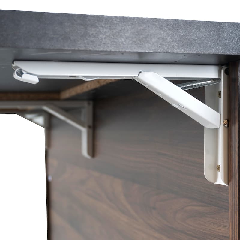Drop Leaf Kitchen Island on Wheels w/ Tilt-out Trash Can, Walnut Brown