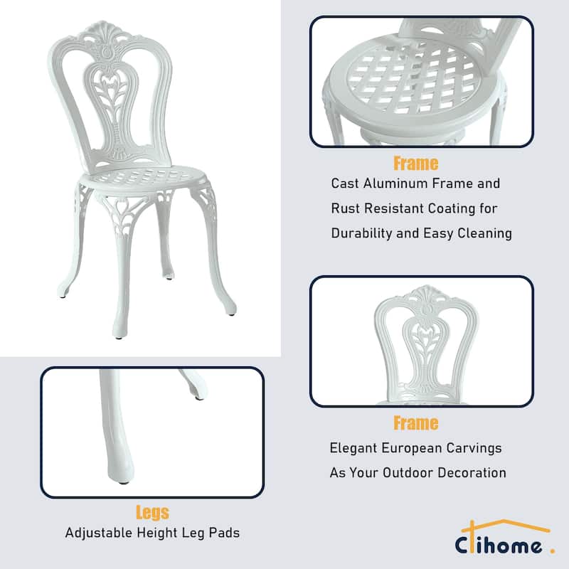 Clihome Outdoor Cast Aluminum Bistro Chair (Set of 2)