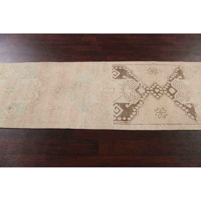 Antique Look Anatolian Turkish Staircase Runner Rug Wool Hand-knotted - 2'7" x 10'11"