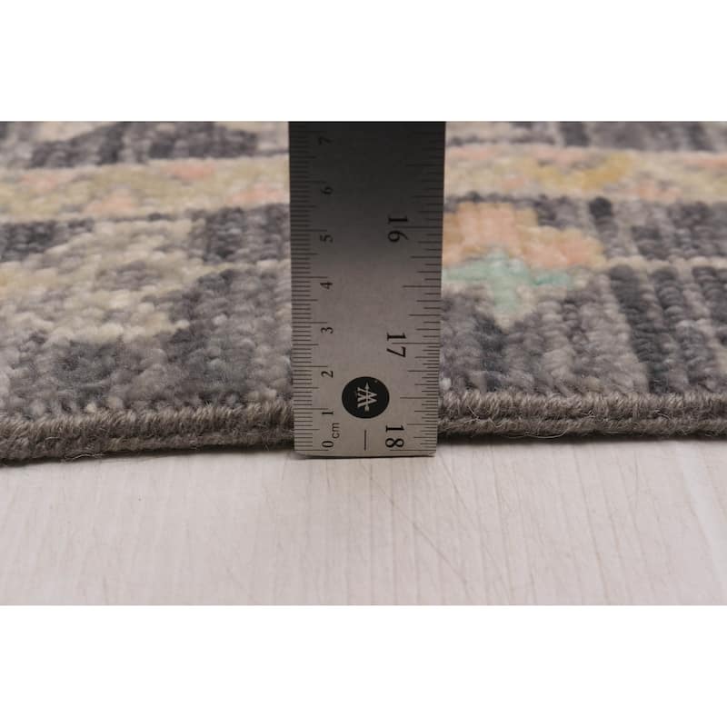 ECARPETGALLERY Hand-knotted Modern Oushak Dark Grey Wool Rug - 9'0 x 12'0