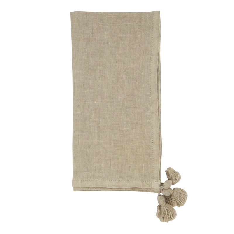 Table Napkins With Tassel Design (Set of 4) - Brown