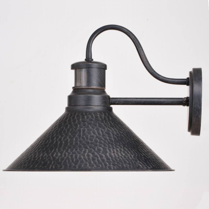 Outland Hammered Metal Rustic Bronze Motion Sensor Dusk to Dawn Outdoor Wall Light