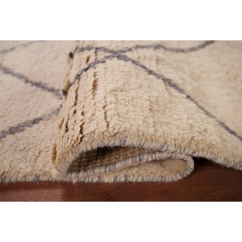 All-Over Trellis Moroccan Area Rug Handmade Wool Carpet - 5'10" x 9'0"