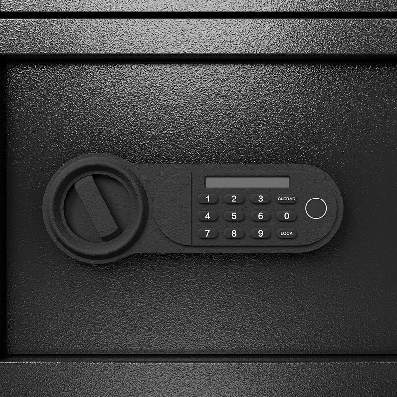 Steel Security Safe and Lock Box with Electronic Keypad - Secure Cash, Jewelry, ID Documents, Black, 1.69Cubic Feet
