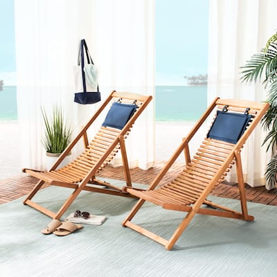 SAFAVIEH Outdoor Rendi Relax Chair with Pillow (Set of 2) - 23.62" W x 37.60" D x 38.58" H
