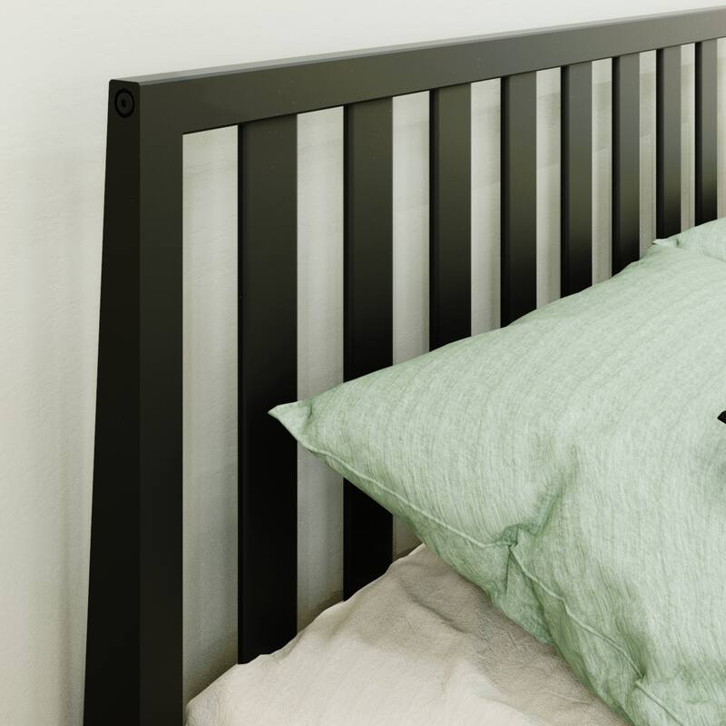 Max and Lily Scandinavian Queen-Size Bed with Slatted Headboard