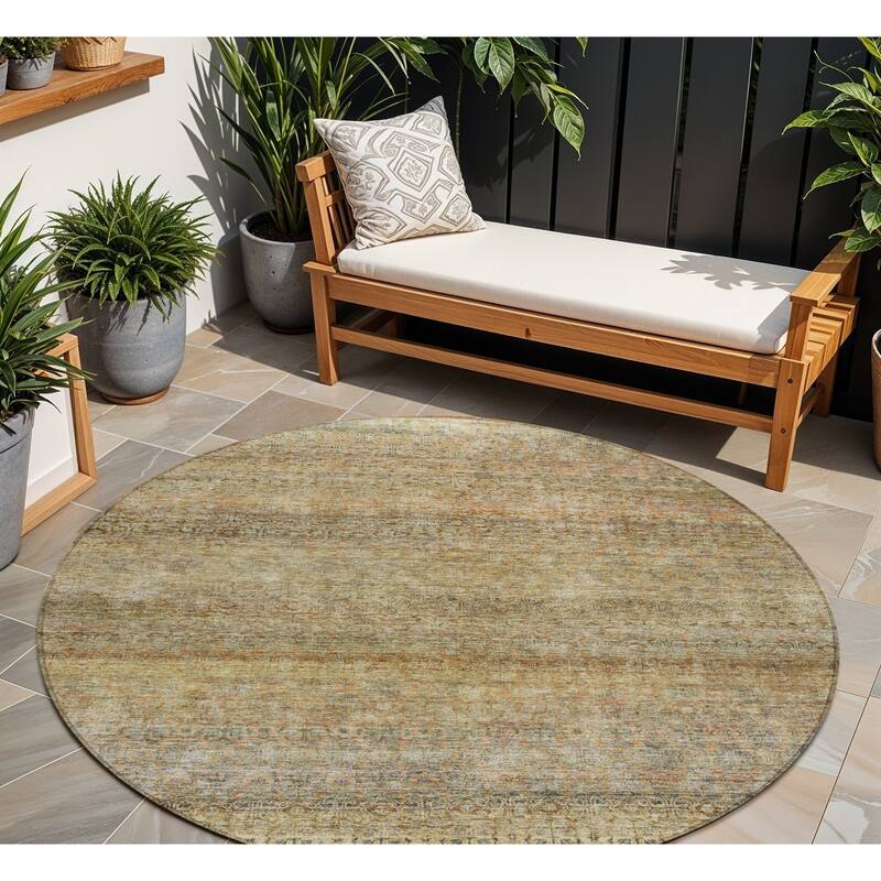 HomeRoots Striped Transitional Rectangle Outdoor Rug - 8' Round