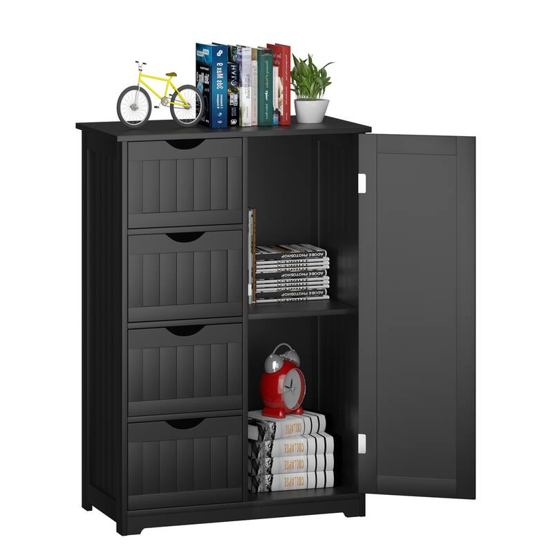Gymax Storage Floor Cabinet Organizer Cupboard w/ 4 Drawers Adjustable - See Details