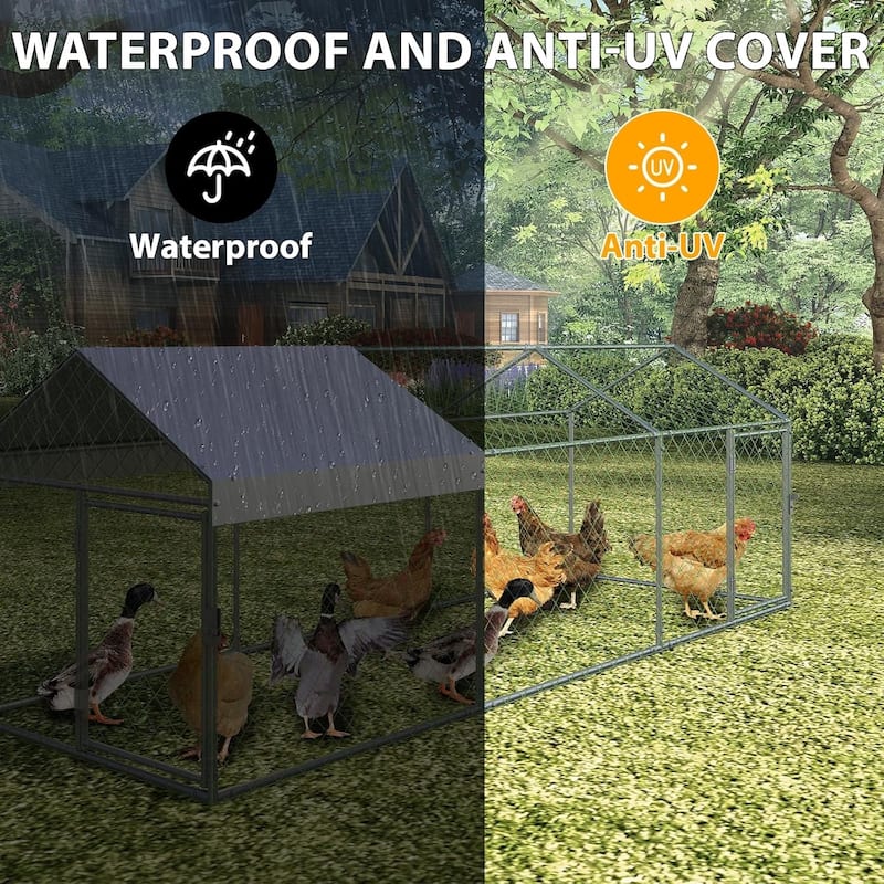 120"×40"×40" Large Metal Poultry Cage Walk in Hen House Black